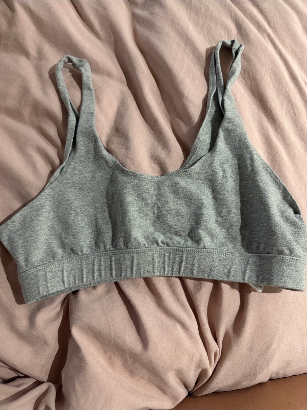 GOOD AMERICAN  Grey Cotton Bralette - Comfortable Everyday Support - runs small